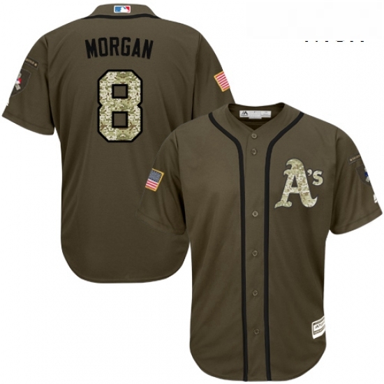 Mens Majestic Oakland Athletics 8 Joe Morgan Replica Green Salute to Service MLB Jersey Mens Majestic Oakland Athletics 8 Joe Morgan Replica Green Salute to Service MLB Jersey