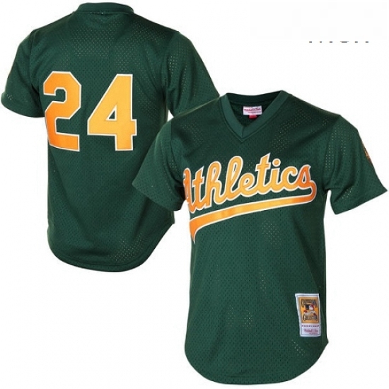 Mens Mitchell and Ness Oakland Athletics 24 Rickey Henderson Replica Green 1998 Throwback MLB Jersey Mens Mitchell and Ness Oakland Athletics 24 Rickey Henderson Replica Green 1998 Throwback MLB Jersey