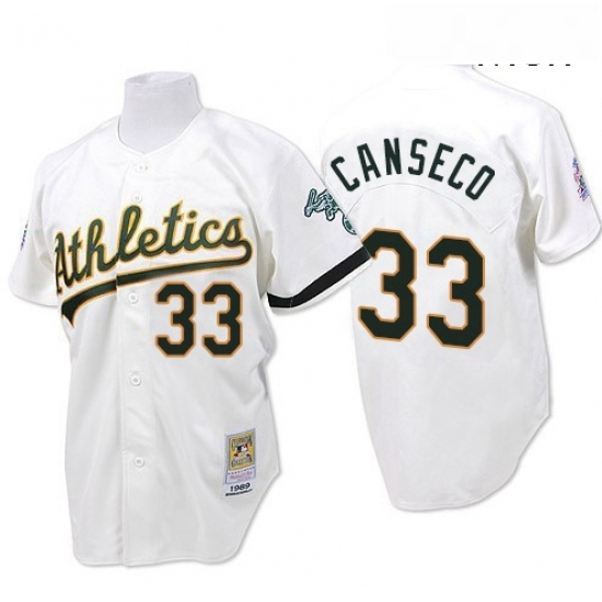 Mens Mitchell and Ness Oakland Athletics 33 Jose Canseco Authentic White Throwback MLB Jersey Mens Mitchell and Ness Oakland Athletics 33 Jose Canseco Authentic White Throwback MLB Jersey