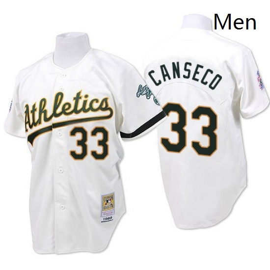 Mens Mitchell and Ness Oakland Athletics 33 Jose Canseco Replica White Throwback MLB Jersey Mens Mitchell and Ness Oakland Athletics 33 Jose Canseco Replica White Throwback MLB Jersey