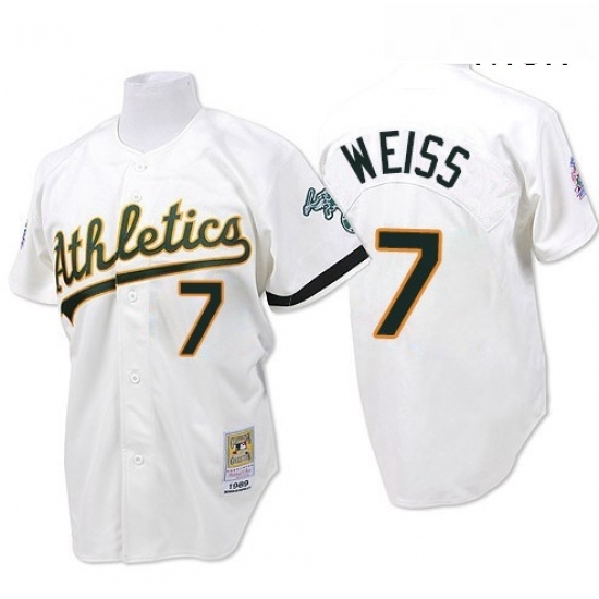 Mens Mitchell and Ness Oakland Athletics 7 Walt Weiss Replica White Throwback MLB Jersey Mens Mitchell and Ness Oakland Athletics 7 Walt Weiss Replica White Throwback MLB Jersey