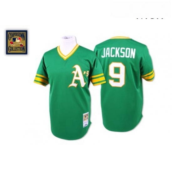 Mens Mitchell and Ness Oakland Athletics 9 Reggie Jackson Replica Green Throwback MLB Jersey Mens Mitchell and Ness Oakland Athletics 9 Reggie Jackson Replica Green Throwback MLB Jersey