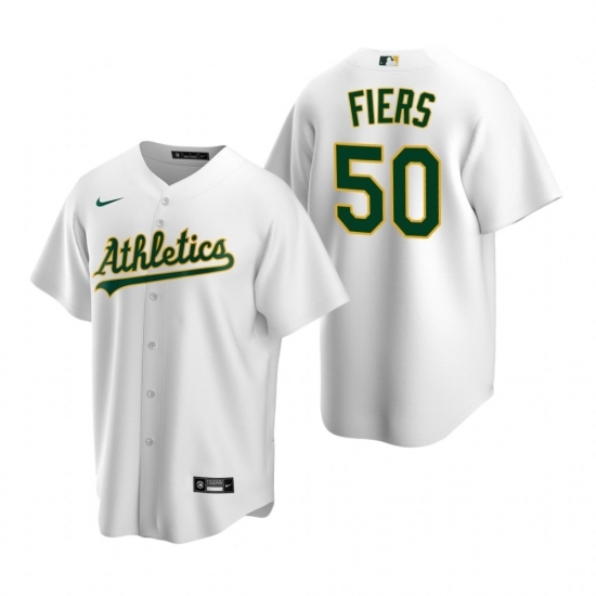 Mens Nike Oakland Athletics 50 Mike Fiers White Home Stitched Baseball Jersey Mens Nike Oakland Athletics 50 Mike Fiers White Home Stitched Baseball Jersey