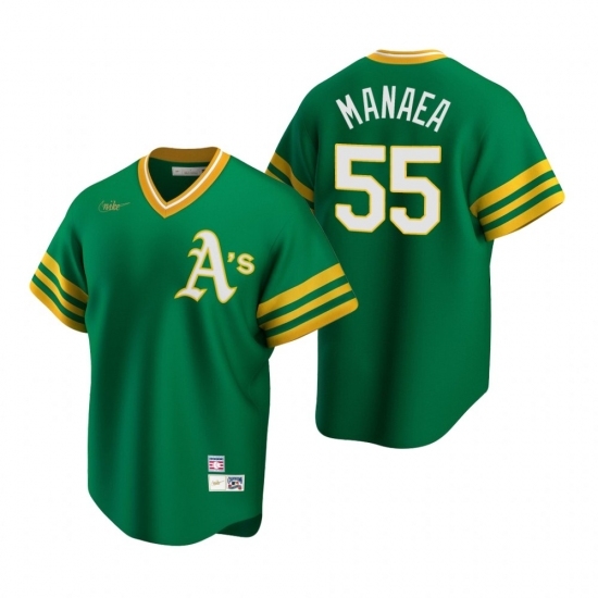 Mens Nike Oakland Athletics 55 Sean Manaea Kelly Green Cooperstown Collection Road Stitched Baseball Jersey Mens Nike Oakland Athletics 55 Sean Manaea Kelly Green Cooperstown Collection Road Stitched Baseball Jersey