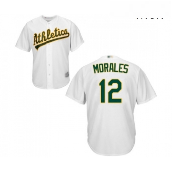 Mens Oakland Athletics 12 Kendrys Morales Replica White Home Cool Base Baseball Jersey Mens Oakland Athletics 12 Kendrys Morales Replica White Home Cool Base Baseball Jersey