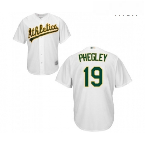 Mens Oakland Athletics 19 Josh Phegley Replica White Home Cool Base Baseball Jersey Mens Oakland Athletics 19 Josh Phegley Replica White Home Cool Base Baseball Jersey