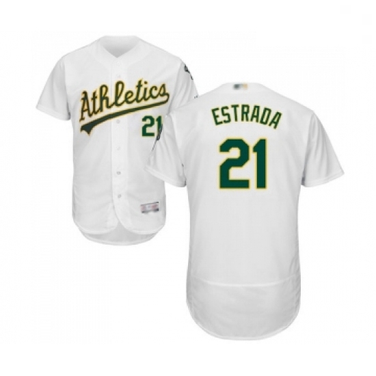 Mens Oakland Athletics 21 Marco Estrada White Home Flex Base Authentic Collection Baseball Jersey Mens Oakland Athletics 21 Marco Estrada White Home Flex Base Authentic Collection Baseball Jersey