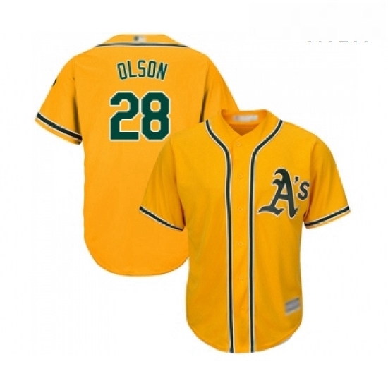 Mens Oakland Athletics 28 Matt Olson Replica Gold Alternate 2 Cool Base Baseball Jersey Mens Oakland Athletics 28 Matt Olson Replica Gold Alternate 2 Cool Base Baseball Jersey