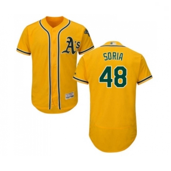 Mens Oakland Athletics 48 Joakim Soria Gold Alternate Flex Base Authentic Collection Baseball Jersey Mens Oakland Athletics 48 Joakim Soria Gold Alternate Flex Base Authentic Collection Baseball Jersey