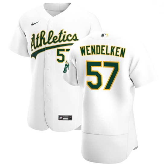 Oakland Athletics 57 J B Wendelken Men Nike White Home 2020 Authentic Player MLB Jersey Oakland Athletics 57 J B Wendelken Men Nike White Home 2020 Authentic Player MLB Jersey