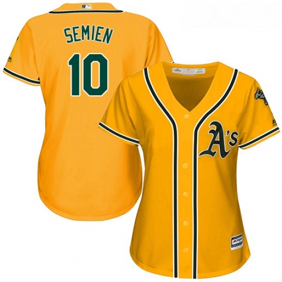 Womens Majestic Oakland Athletics 10 Marcus Semien Authentic Gold Alternate 2 Cool Base MLB Jersey Womens Majestic Oakland Athletics 10 Marcus Semien Authentic Gold Alternate 2 Cool Base MLB Jersey