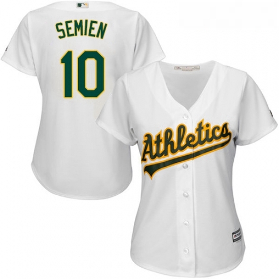 Womens Majestic Oakland Athletics 10 Marcus Semien Replica White Home Cool Base MLB Jersey Womens Majestic Oakland Athletics 10 Marcus Semien Replica White Home Cool Base MLB Jersey