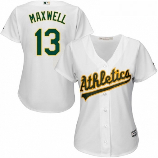 Womens Majestic Oakland Athletics 13 Bruce Maxwell Replica White Home Cool Base MLB Jersey Womens Majestic Oakland Athletics 13 Bruce Maxwell Replica White Home Cool Base MLB Jersey
