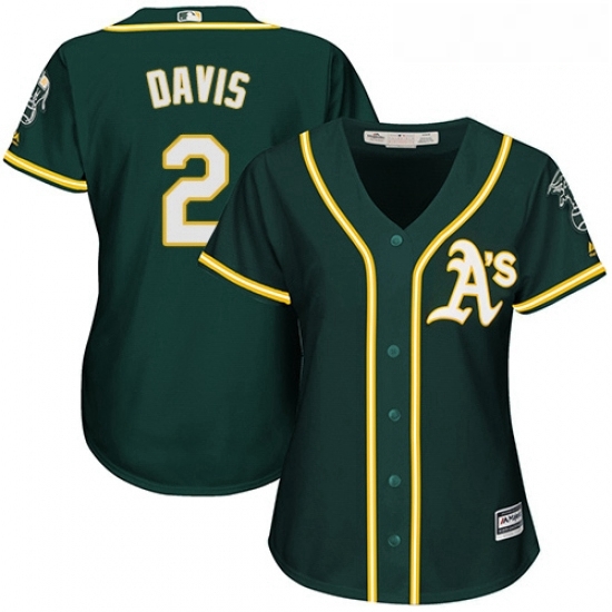 Womens Majestic Oakland Athletics 2 Khris Davis Authentic Green Alternate 1 Cool Base MLB Jersey Womens Majestic Oakland Athletics 2 Khris Davis Authentic Green Alternate 1 Cool Base MLB Jersey