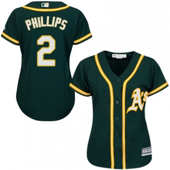 Womens Majestic Oakland Athletics 2 Tony Phillips Authentic Green Alternate 1 Cool Base MLB Jersey Womens Majestic Oakland Athletics 2 Tony Phillips Authentic Green Alternate 1 Cool Base MLB Jersey