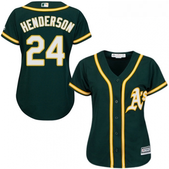 Womens Majestic Oakland Athletics 24 Rickey Henderson Authentic Green Alternate 1 Cool Base MLB Jersey Womens Majestic Oakland Athletics 24 Rickey Henderson Authentic Green Alternate 1 Cool Base MLB Jersey