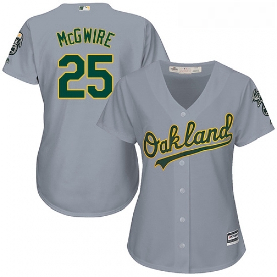 Womens Majestic Oakland Athletics 25 Mark McGwire Replica Grey Road Cool Base MLB Jersey Womens Majestic Oakland Athletics 25 Mark McGwire Replica Grey Road Cool Base MLB Jersey