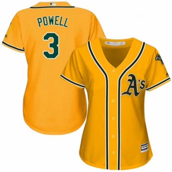 Womens Majestic Oakland Athletics 3 Boog Powell Replica Gold Alternate 2 Cool Base MLB Jersey Womens Majestic Oakland Athletics 3 Boog Powell Replica Gold Alternate 2 Cool Base MLB Jersey