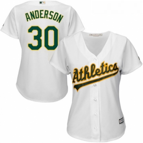 Womens Majestic Oakland Athletics 30 Brett Anderson Authentic White Home Cool Base MLB Jersey Womens Majestic Oakland Athletics 30 Brett Anderson Authentic White Home Cool Base MLB Jersey