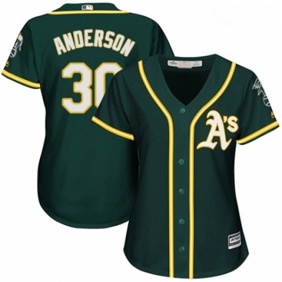 Womens Majestic Oakland Athletics 30 Brett Anderson Replica Green Alternate 1 Cool Base MLB Jersey Womens Majestic Oakland Athletics 30 Brett Anderson Replica Green Alternate 1 Cool Base MLB Jersey