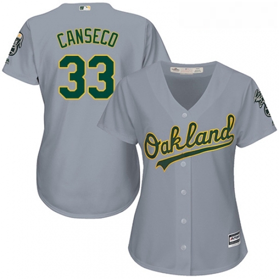 Womens Majestic Oakland Athletics 33 Jose Canseco Authentic Grey Road Cool Base MLB Jersey Womens Majestic Oakland Athletics 33 Jose Canseco Authentic Grey Road Cool Base MLB Jersey