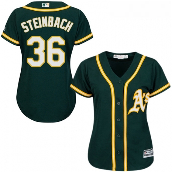 Womens Majestic Oakland Athletics 36 Terry Steinbach Replica Green Alternate 1 Cool Base MLB Jersey Womens Majestic Oakland Athletics 36 Terry Steinbach Replica Green Alternate 1 Cool Base MLB Jersey