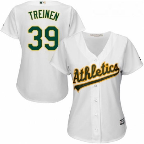 Womens Majestic Oakland Athletics 39 Blake Treinen Authentic White Home Cool Base MLB Jersey Womens Majestic Oakland Athletics 39 Blake Treinen Authentic White Home Cool Base MLB Jersey