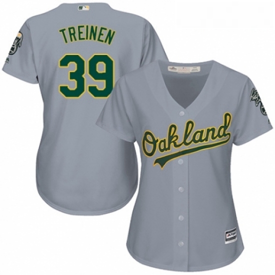 Womens Majestic Oakland Athletics 39 Blake Treinen Replica Grey Road Cool Base MLB Jersey Womens Majestic Oakland Athletics 39 Blake Treinen Replica Grey Road Cool Base MLB Jersey