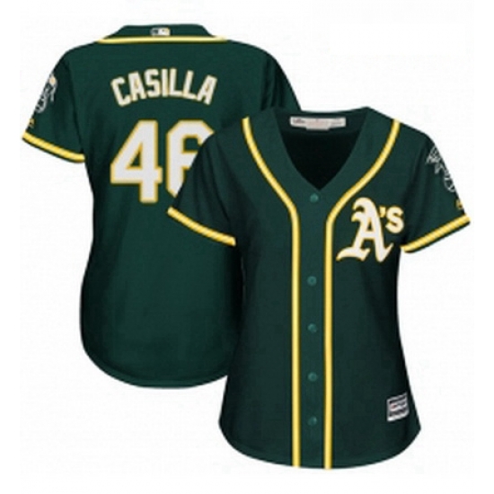 Womens Majestic Oakland Athletics 46 Santiago Casilla Authentic Green Alternate 1 Cool Base MLB Jersey Womens Majestic Oakland Athletics 46 Santiago Casilla Authentic Green Alternate 1 Cool Base MLB Jersey