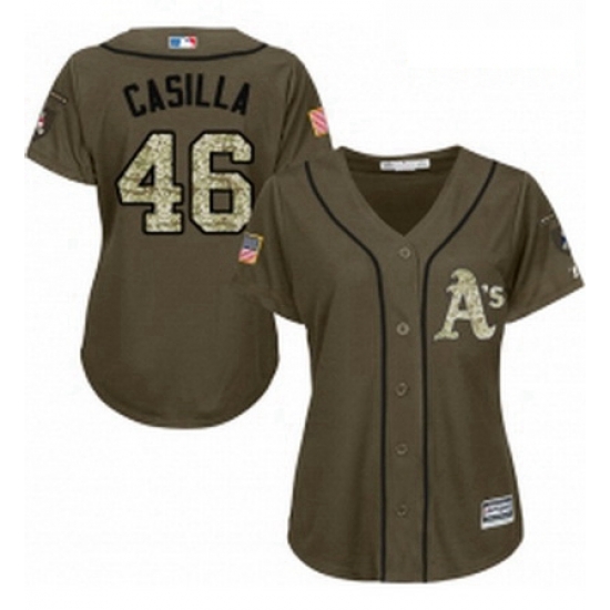 Womens Majestic Oakland Athletics 46 Santiago Casilla Authentic Green Salute to Service MLB Jersey Womens Majestic Oakland Athletics 46 Santiago Casilla Authentic Green Salute to Service MLB Jersey