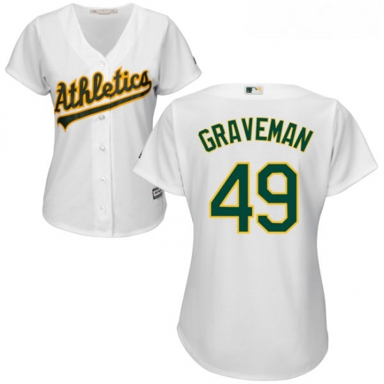 Womens Majestic Oakland Athletics 49 Kendall Graveman Authentic White Home Cool Base MLB Jersey Womens Majestic Oakland Athletics 49 Kendall Graveman Authentic White Home Cool Base MLB Jersey