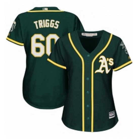 Womens Majestic Oakland Athletics 60 Andrew Triggs Authentic Green Alternate 1 Cool Base MLB Jersey Womens Majestic Oakland Athletics 60 Andrew Triggs Authentic Green Alternate 1 Cool Base MLB Jersey