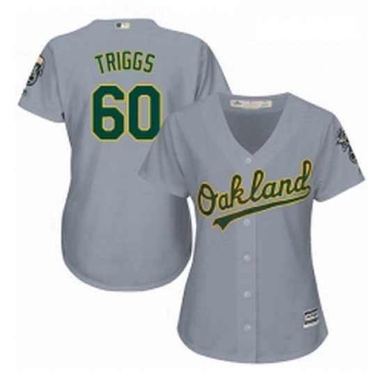 Womens Majestic Oakland Athletics 60 Andrew Triggs Authentic Grey Road Cool Base MLB Jersey Womens Majestic Oakland Athletics 60 Andrew Triggs Authentic Grey Road Cool Base MLB Jersey