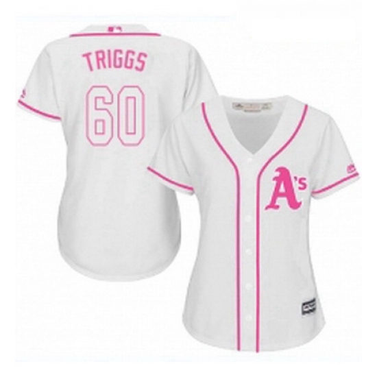 Womens Majestic Oakland Athletics 60 Andrew Triggs Replica White Fashion Cool Base MLB Jersey Womens Majestic Oakland Athletics 60 Andrew Triggs Replica White Fashion Cool Base MLB Jersey