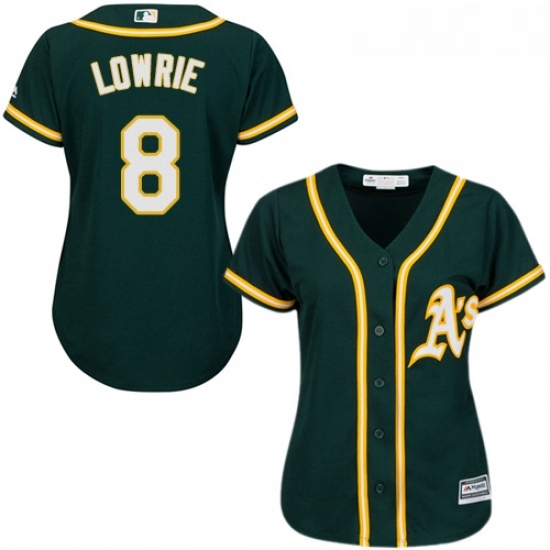 Womens Majestic Oakland Athletics 8 Jed Lowrie Replica Green Alternate 1 Cool Base MLB Jersey Womens Majestic Oakland Athletics 8 Jed Lowrie Replica Green Alternate 1 Cool Base MLB Jersey