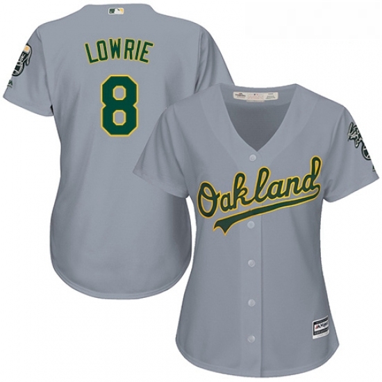 Womens Majestic Oakland Athletics 8 Jed Lowrie Replica Grey Road Cool Base MLB Jersey Womens Majestic Oakland Athletics 8 Jed Lowrie Replica Grey Road Cool Base MLB Jersey