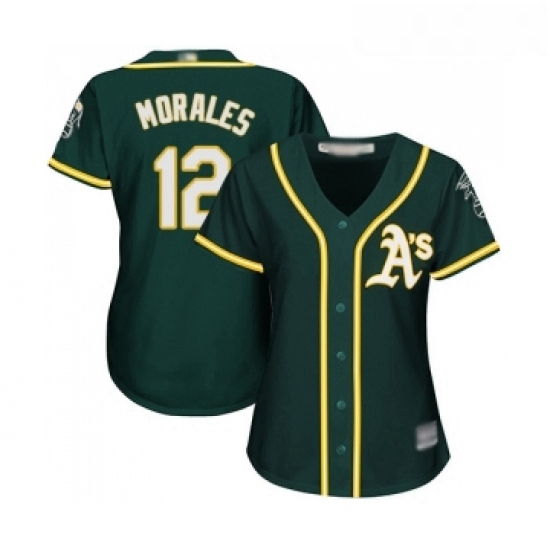 Womens Oakland Athletics 12 Kendrys Morales Replica Green Alternate 1 Cool Base Baseball Jersey Womens Oakland Athletics 12 Kendrys Morales Replica Green Alternate 1 Cool Base Baseball Jersey