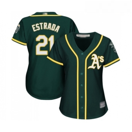 Womens Oakland Athletics 21 Marco Estrada Replica Green Alternate 1 Cool Base Baseball Jersey Womens Oakland Athletics 21 Marco Estrada Replica Green Alternate 1 Cool Base Baseball Jersey
