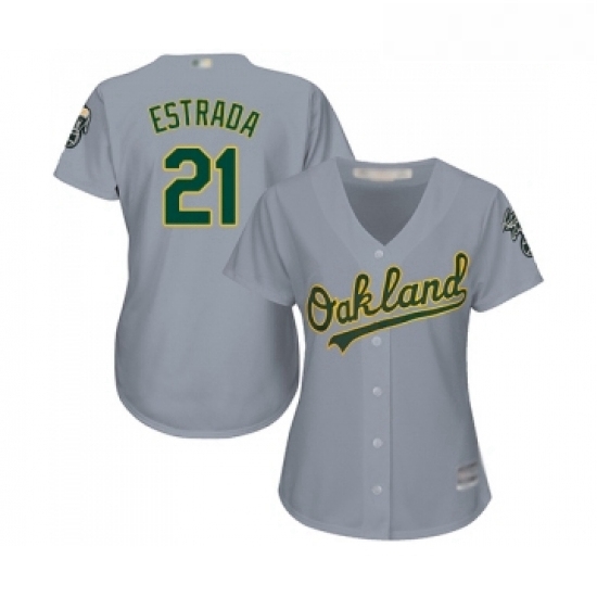 Womens Oakland Athletics 21 Marco Estrada Replica Grey Road Cool Base Baseball Jersey Womens Oakland Athletics 21 Marco Estrada Replica Grey Road Cool Base Baseball Jersey