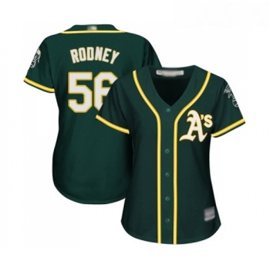 Womens Oakland Athletics 56 Fernando Rodney Replica Green Alternate 1 Cool Base Baseball Jersey Womens Oakland Athletics 56 Fernando Rodney Replica Green Alternate 1 Cool Base Baseball Jersey
