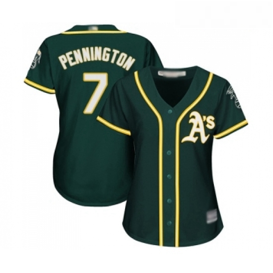 Womens Oakland Athletics 7 Cliff Pennington Replica Green Alternate 1 Cool Base Baseball Jersey Womens Oakland Athletics 7 Cliff Pennington Replica Green Alternate 1 Cool Base Baseball Jersey