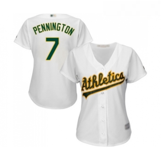 Womens Oakland Athletics 7 Cliff Pennington Replica White Home Cool Base Baseball Jersey Womens Oakland Athletics 7 Cliff Pennington Replica White Home Cool Base Baseball Jersey