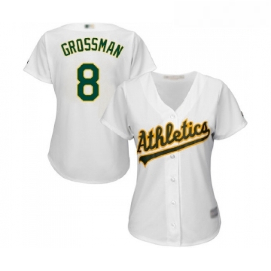 Womens Oakland Athletics 8 Robbie Grossman Replica White Home Cool Base Baseball Jersey Womens Oakland Athletics 8 Robbie Grossman Replica White Home Cool Base Baseball Jersey
