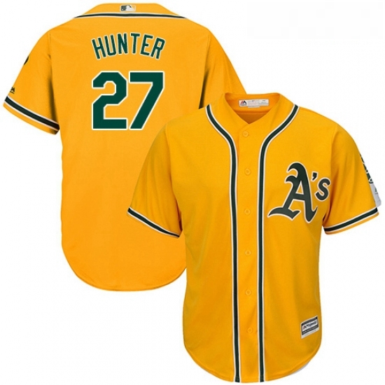 Youth Majestic Oakland Athletics 27 Catfish Hunter Replica Gold Alternate 2 Cool Base MLB Jersey Youth Majestic Oakland Athletics 27 Catfish Hunter Replica Gold Alternate 2 Cool Base MLB Jersey