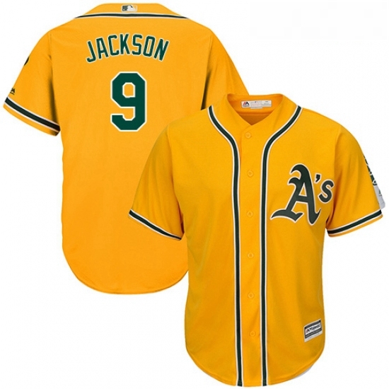 Youth Majestic Oakland Athletics 9 Reggie Jackson Replica Gold Alternate 2 Cool Base MLB Jersey Youth Majestic Oakland Athletics 9 Reggie Jackson Replica Gold Alternate 2 Cool Base MLB Jersey