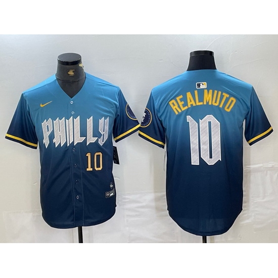 Men Philadelphia Phillies 10 J T Realmuto Blue 2024 City Connect Limited Stitched Jersey 3 Men Philadelphia Phillies 10 J T Realmuto Blue 2024 City Connect Limited Stitched Jersey 3