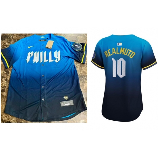 Men Philadelphia Phillies 10 J T Realmuto Blue 2024 City Connect Limited Stitched Jerseys Men Philadelphia Phillies 10 J T Realmuto Blue 2024 City Connect Limited Stitched Jerseys