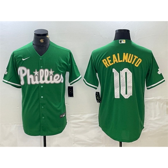Men Philadelphia Phillies 10 J T Realmuto Green 2024 City Connect Stitched Jersey Men Philadelphia Phillies 10 J T Realmuto Green 2024 City Connect Stitched Jersey
