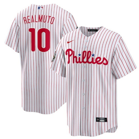 Men Philadelphia Phillies 10 J T Realmuto White 2022 World Series Cool Base Stitched Baseball Jersey Men Philadelphia Phillies 10 J T Realmuto White 2022 World Series Cool Base Stitched Baseball Jersey