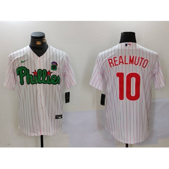 Men Philadelphia Phillies 10 J T Realmuto White Green Cool Base Stitched Jersey 1 Men Philadelphia Phillies 10 J T Realmuto White Green Cool Base Stitched Jersey 1